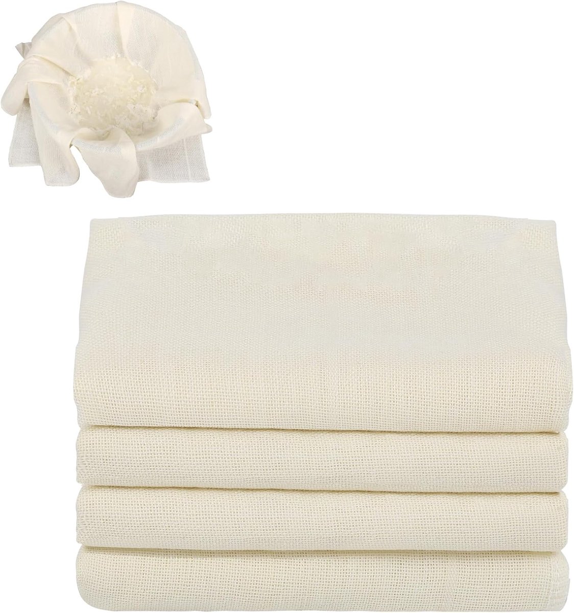 Set van 4 zeefdoeken, 40 x 40 cm, kaasdoek, filterdoek, herbruikbaar, voor het persen van sap, kaas, thee, noten, melk, tofu