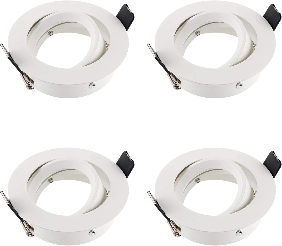 Inbouwspot met GU10 Houder - Zwenkbare Plafondspot, Boorgat 75mm (min. 73mm, max. 77mm) voor LED of Halogeen Inbouwverlichting 230V - Set van 4