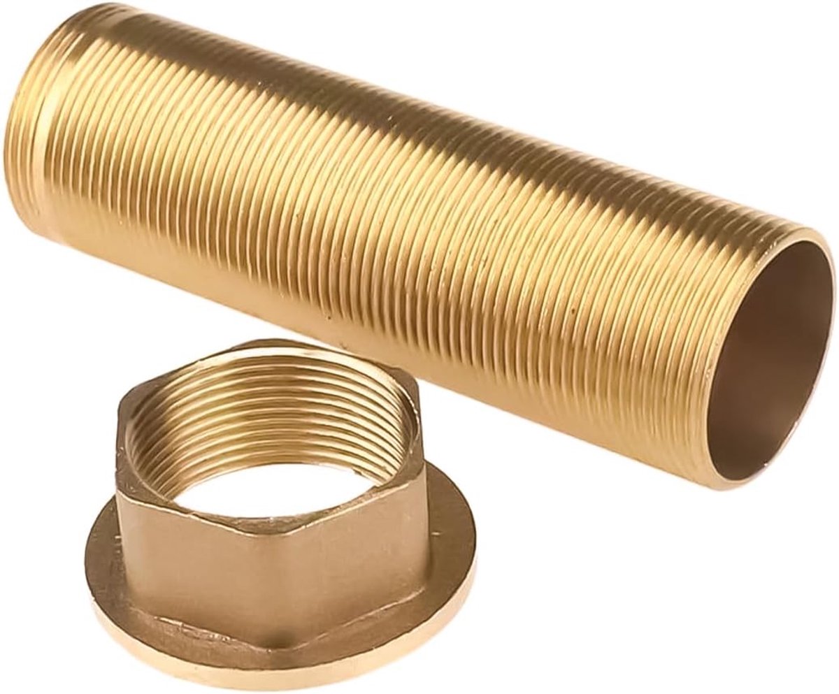 Moerset voor warm- en koudwaterleiding van messing met één gat - schroefdraad voor tankleiding van messing, hoekfitting voor kraan met schroefdraad, borgmoerverlengstuk