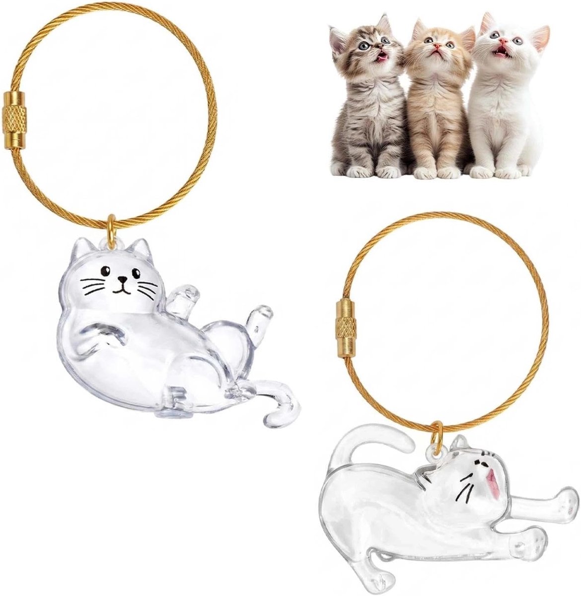 2-delige sleutelhangerset voor het bewaren van kattenhaar