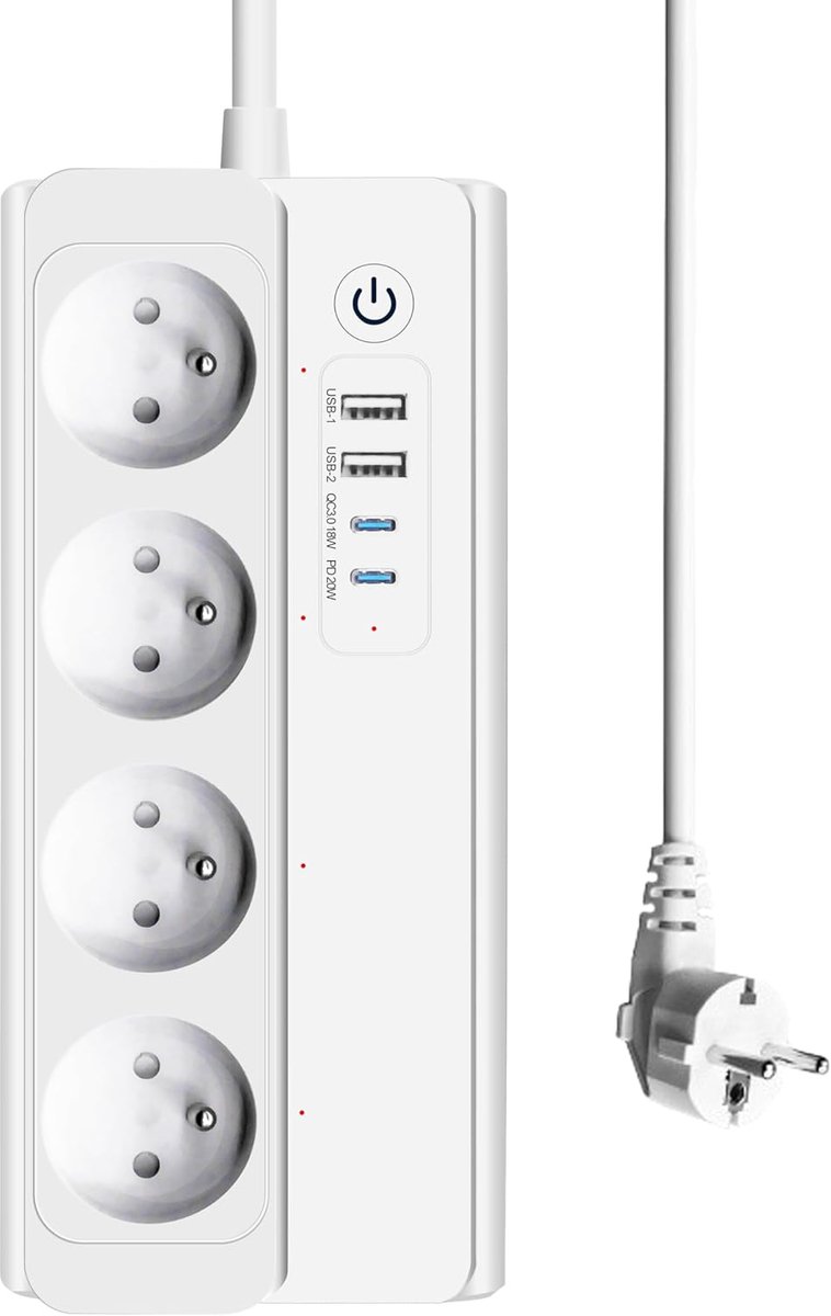 Matte Smart Power Strip 220 V 16 A 3500 W 4 AC 2 Type-C 2 USB-A Charges Port Matte Hub is vereist iOS en Android afstandsbediening werkt met HomeKit HUE SmartThings Tuya Matter Hub