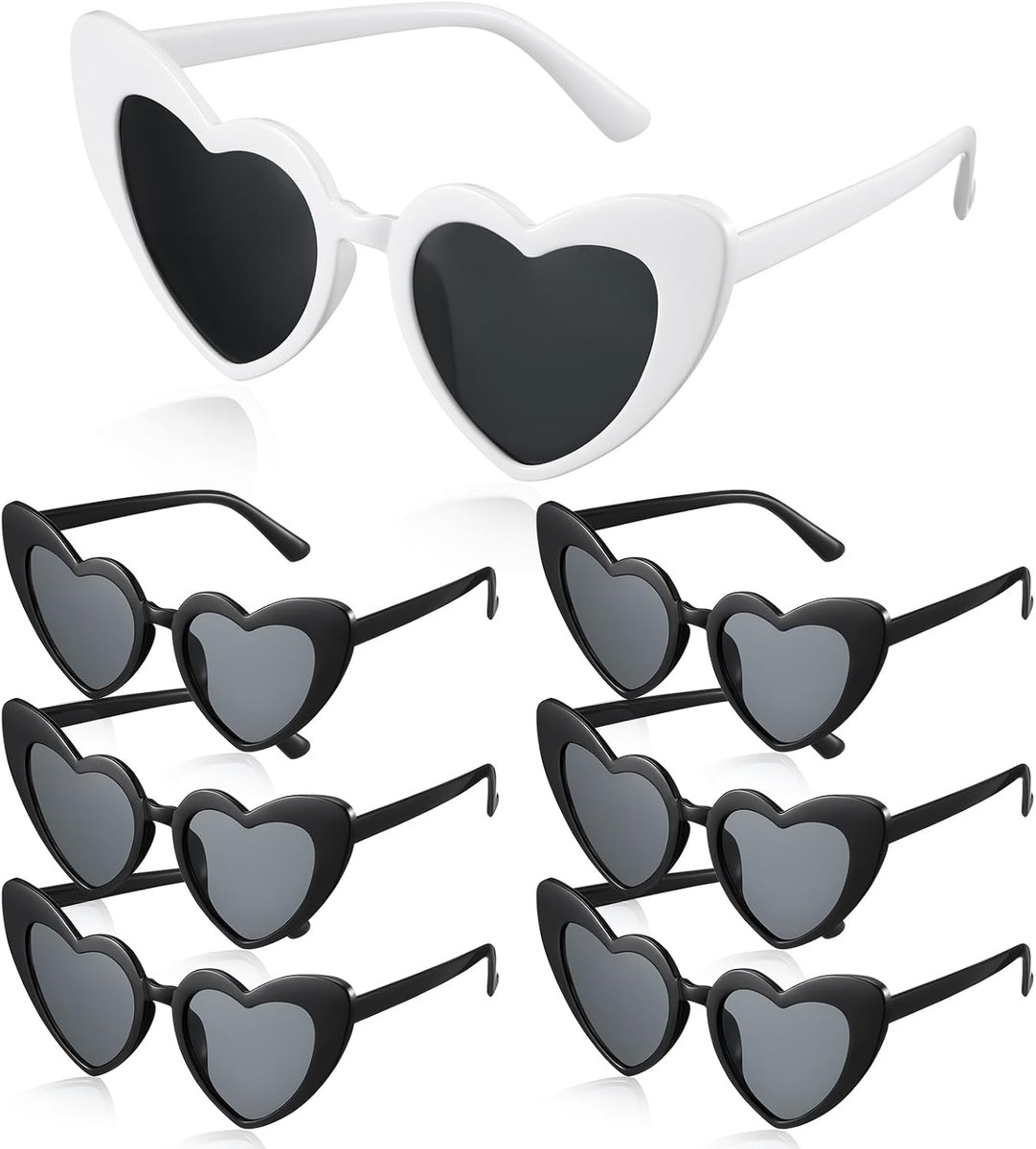 7 stuks zonnebril voor vrijgezellenfeest, feestbril voor bruidsfeest, bruidsmeisjes, bruiloft, accessoires (wit, zwart)