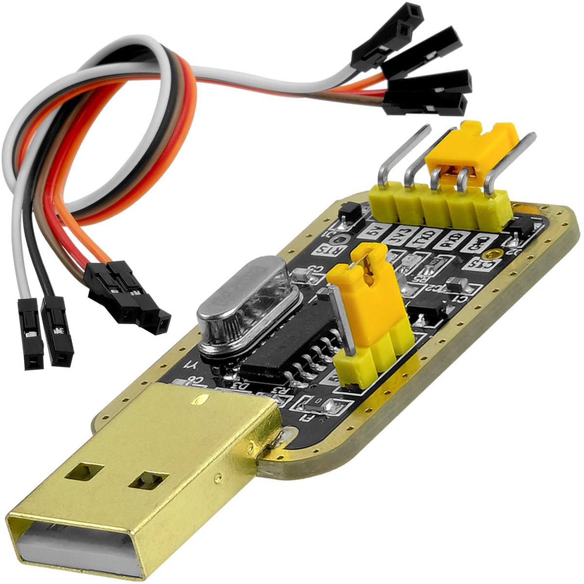 USB UART-TTL Adapter 3.3V 5V CH340G Interface Converter Module, met 20cm Jumper kabel, compatibel met Arduino inclusief E-Book!