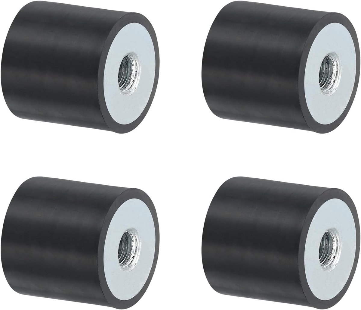 4 stuks 20 x 20 mm M6 rubberen houders met binnendraad, trillingsisolator, vervanging voor trillingsdemping, geluidsarm plat voetblok