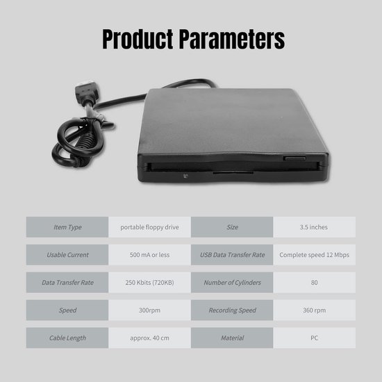 Draagbare USB Floppy Drive 3,5 Inch Kaartlezer Ultradun Zonder Externe Voeding voor Desktop en Laptop Computers — afbeelding 4