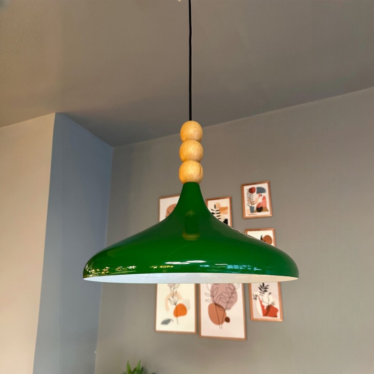 Bamyum Champion hanglamp, industriële Modern stijl, Ø35 cm, groen metalen lamp