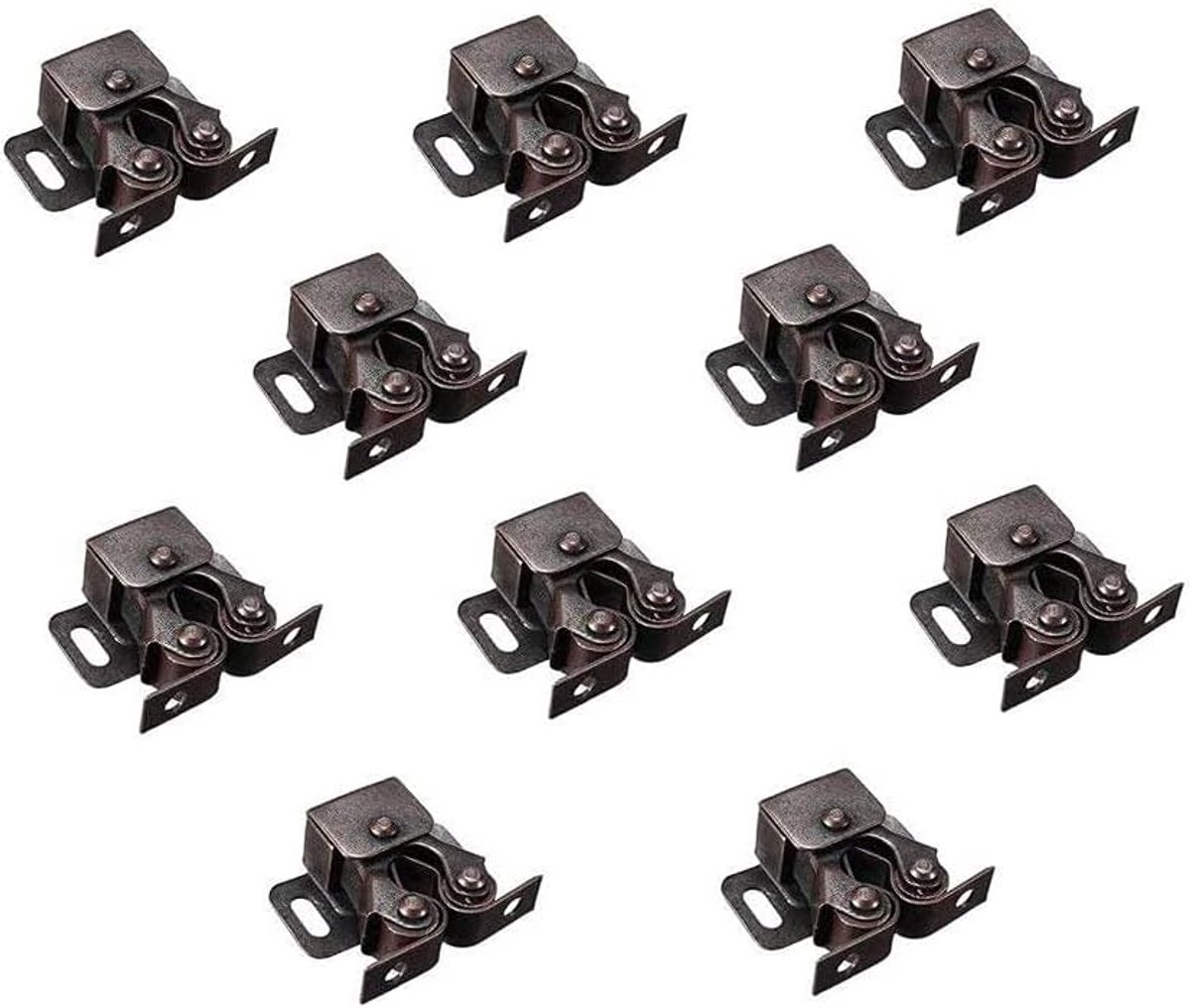 10 PCS Kastdeur Vangst Dubbele Roller Vangst Kabinet Vergrendelingen, Kast Rollen voor Kast Kastdeur (Rood koper)