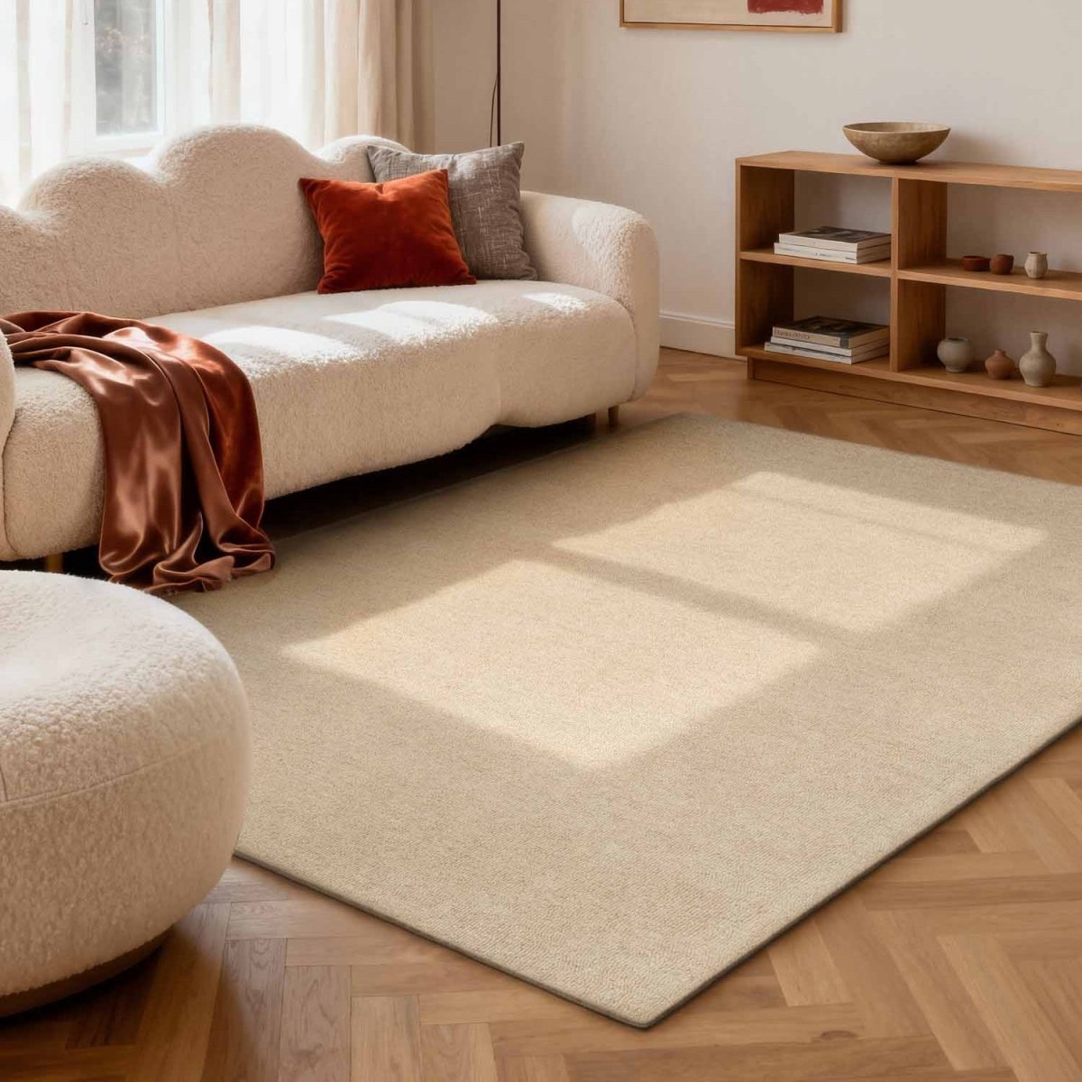 Elle Decoration Puristic wollen vloerkleed Knots Lichtbeige - 140 x 200 cm - (M)