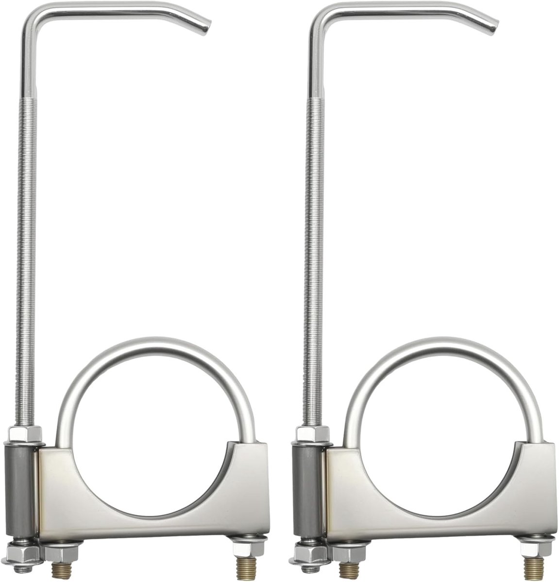 2 pieces stainless steel U-bolts exhaust clamp, heavy duty with saddle design for a secure fit, 6.3 cm for automotive - ShopVlot