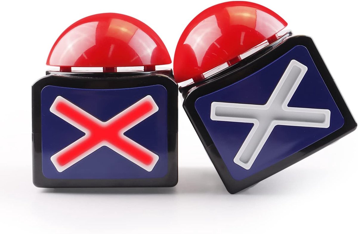 Game Show Buzzers - 2 Pack Quiz Buzzer met licht en geluid, rode zoemerknop voor kinderen, quizantwoordknoppen Perfect voor Game Night, Trivia Club en Classroom