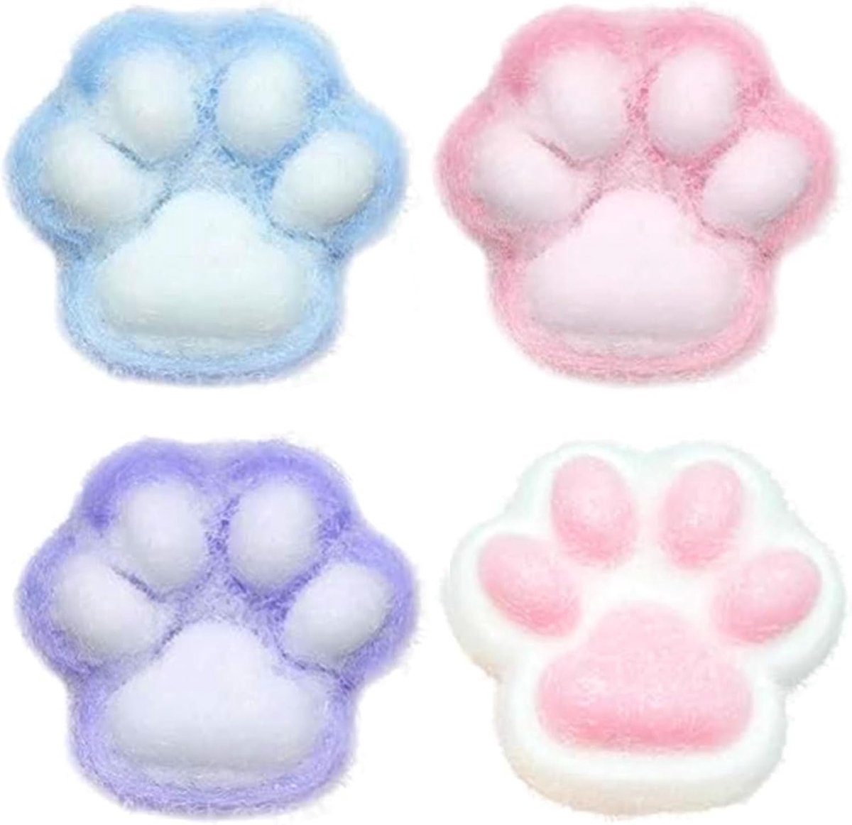 Squishy, 4 stuks Squishy Kat Fufu Squishy, Squishy Taba Squishy, knijpspeelgoed met kattenpoten, cadeau voor stressvermindering voor volwassenen en kinderen (4 stuks)