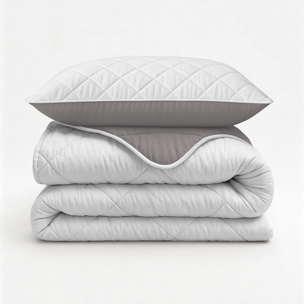 Sleeptime Dekbed zonder Overtrek - Wasbaar Dekbed - Inclusief Slopen 60x70 cm - Eenpersoons - 140x200 - Beige/Grijs
