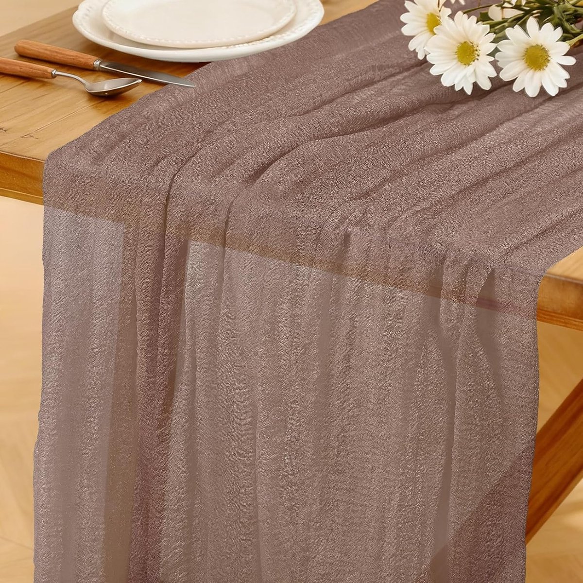 Boho Tafelloper Donkerroze, 280 x 80 cm Kaasdoek Tafelloper Wasbare