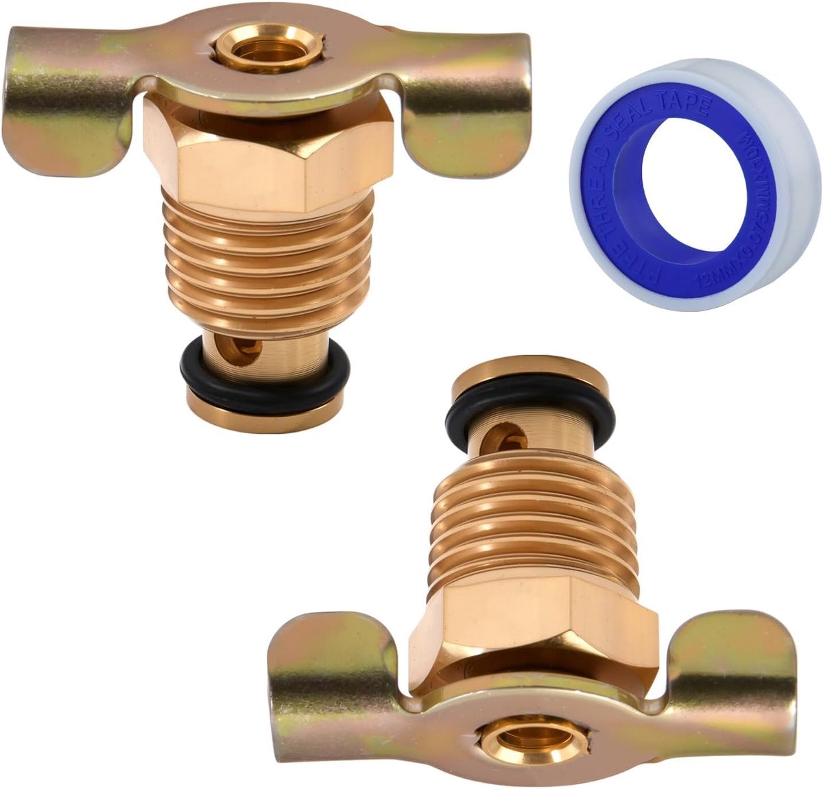 1/4" Luchtcompressor Afsluitventiel 2 Stuks, 1/4" NPT Luchtslang Fitting met Vleugelmoerhandgreep, Draagbare Compressortank Afsluitkraan Waterleiding Adapter voor Huishoudelijk Gebruik
