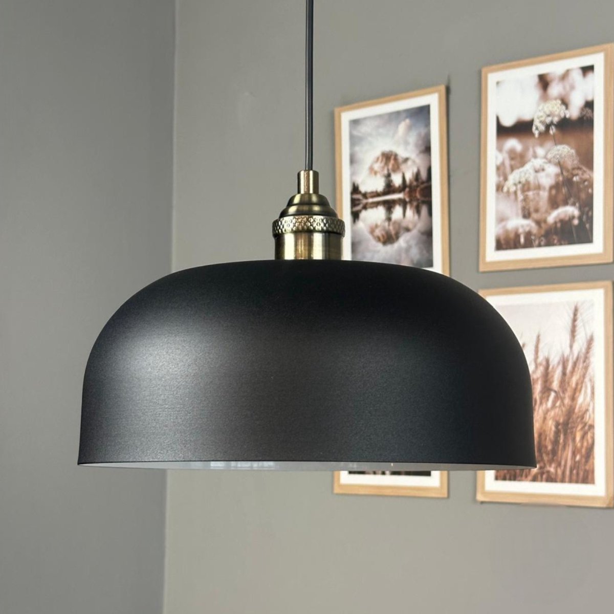 Bamyum Rocha hanglamp, industriële Modern stijl, Ø35 cm, zwart metalen lamp
