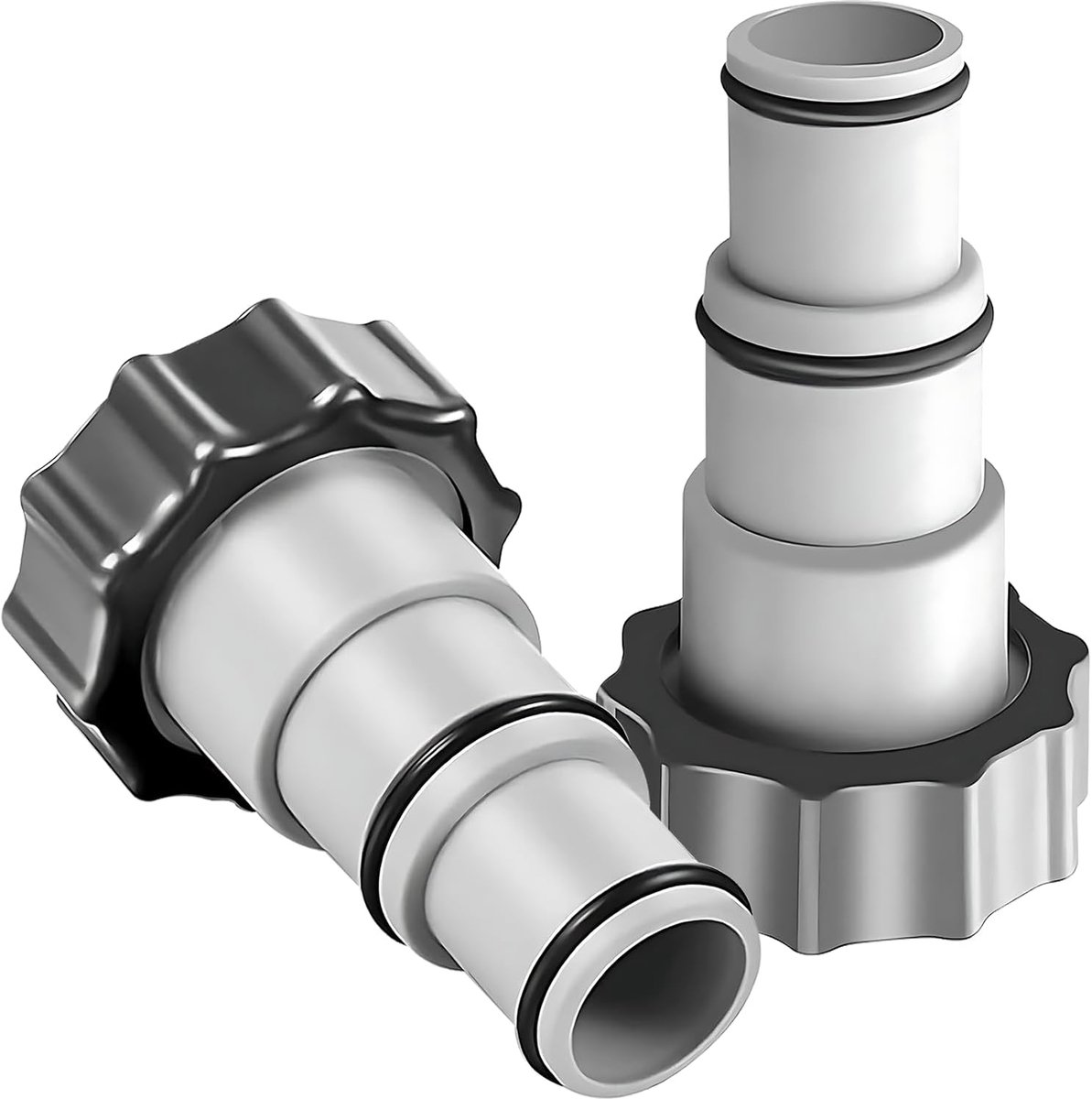 2-Stuks Zwembadslangadapter Voor Zwembadslang Met Een Diameter Van 32 En 38 Mm, Slangadapter Met Binnendraad Voor Schroeven, Grijs