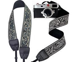 Verstelbare Camera Strap met Retro Borduursel, Brede en Comfortabele Schouderband voor SLR, DSLR en Spiegelreflexcamera's, Ademend Ontwerp voor Langdurig Gebruik