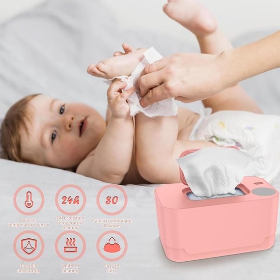 Baby Billendoekjes Verwarmer - Doekjes Warmer - Baby Verzorgen - Constante Warmte - 20 x 10 x 10 cm - roze — afbeelding 5