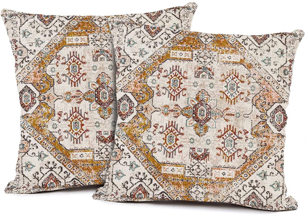 KZQ Kussenslopen - Set van 2 vierkante decoratieve kussenslopen in Boheemse stijl, zacht en duurzaam - Geschikt voor banken, woonkamers en slaapkamers - 50x60 cm - Patroon