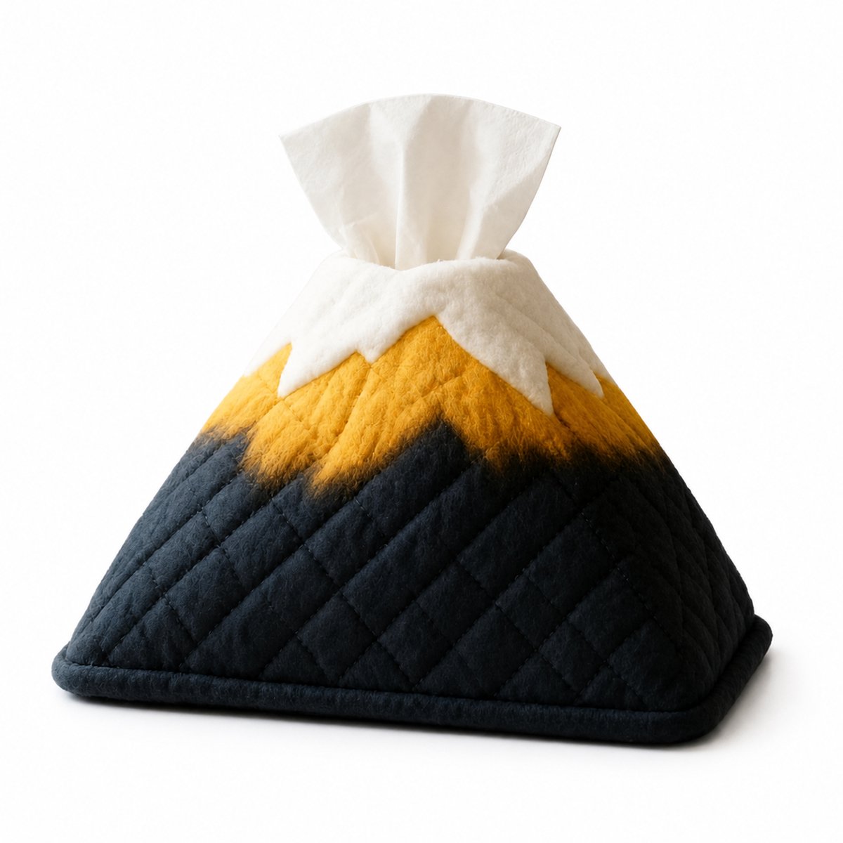 TEKROA® Tissuehouder - Tissue Box – Decoratieve berg Fuji tissuehouder van stof - Voor tafelblad - Badkamer - Kantoor -Nachtkastjes - 20 x 8 x 7cm