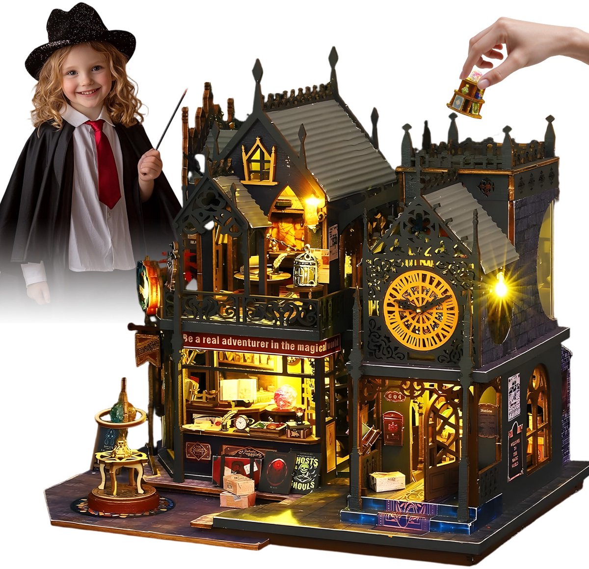 3D Kasteel - DIY Bouwpakket - Houten 3D Puzzel - Modelbouw - LED - Boekensteun - Creatief Miniatuur - Bureau en Decoratie - Voor Tieners en Volwassen - Cadeau