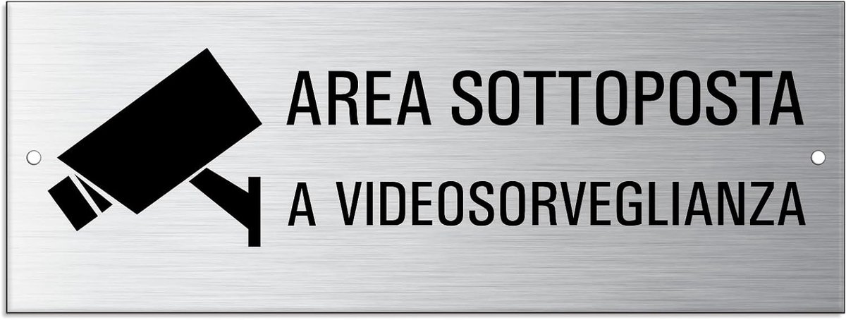 SnelShoppen - Videobewakingsbord van geborsteld aluminium, 175 x 65 mm, 2-voudig geperforeerd voor optimale beveiliging en gebruiksgemak