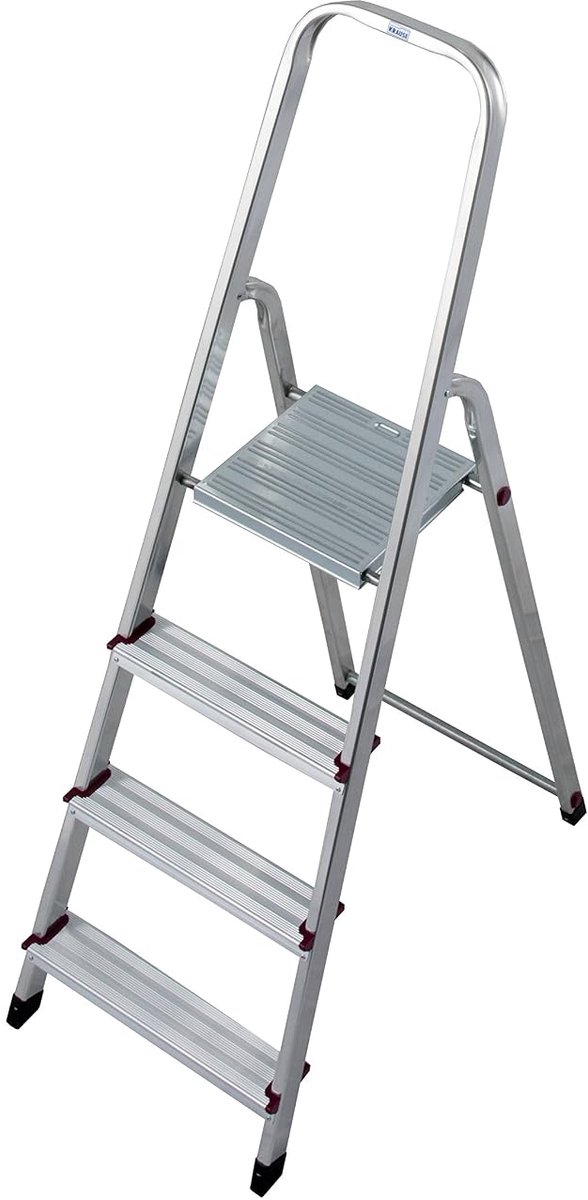 SnelShoppen - Stalen Staande Ladder 4 Treden met Handvat, Veiligheidsluiting, Maximaal 150 kg, Ideaal voor Huishouden, Tuin, Keuken en Klussen