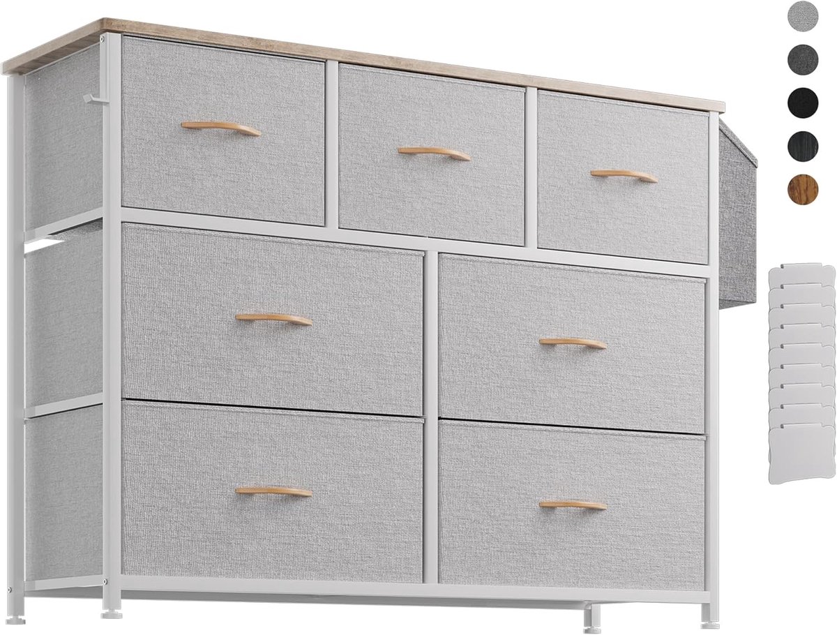 SnelShoppen - Opbergkast met 7 Lades - Geurvrij Canvas Opslagmeubel voor Woonkamer, Hal, Slaapkamer - Ruimtebesparende Oplossing voor Kleding, Speelgo