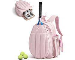 Tennistas - Padeltas - Tennistas voor dames - Sporttas - Rugzak - Tennisrugzak - Tennisbal - Tennistas voor dames - Met racketvak - Geschikt voor 2 rackets - Roze