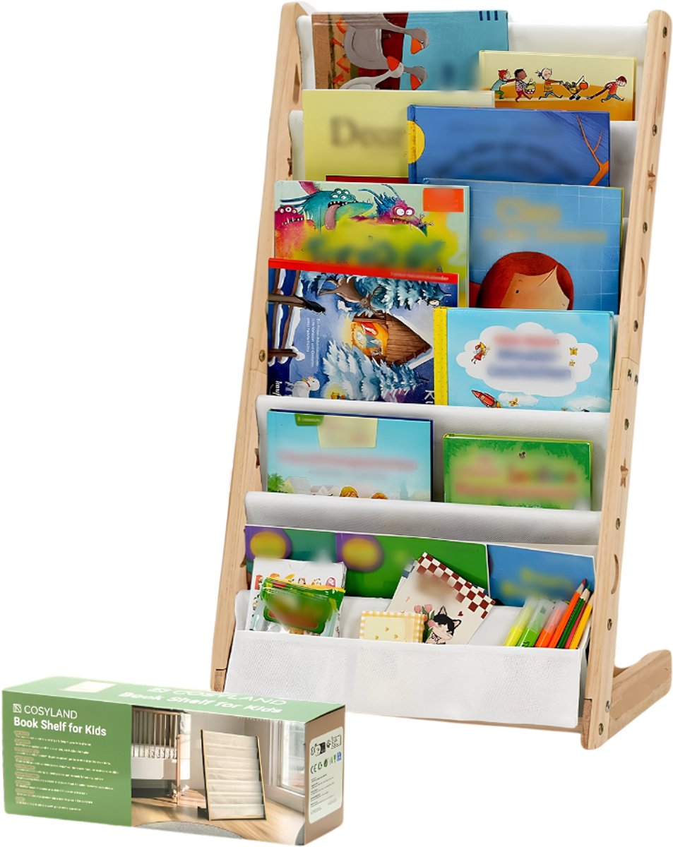 JCP® Boekenrek Kind - Boekenkast Kind - Kinderboekenkast - Lichtbruin - 43cm x 30cm x 76cm