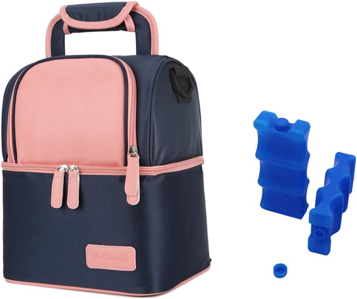 SnelShoppen - Cooler Tas voor Flessen, Waterdichte Borstvoeding Rugzak, Inclusief 2 IJsblokjes, Roze, 3 Stuks, Ideaal voor Werk en Oppassen