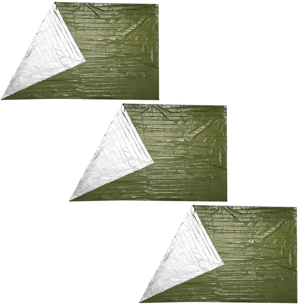 Nooddekens Set - Thermishe Dekens - Outdoor Overleving - Waterdicht Winddicht - 210x130cm - Olijfgroen