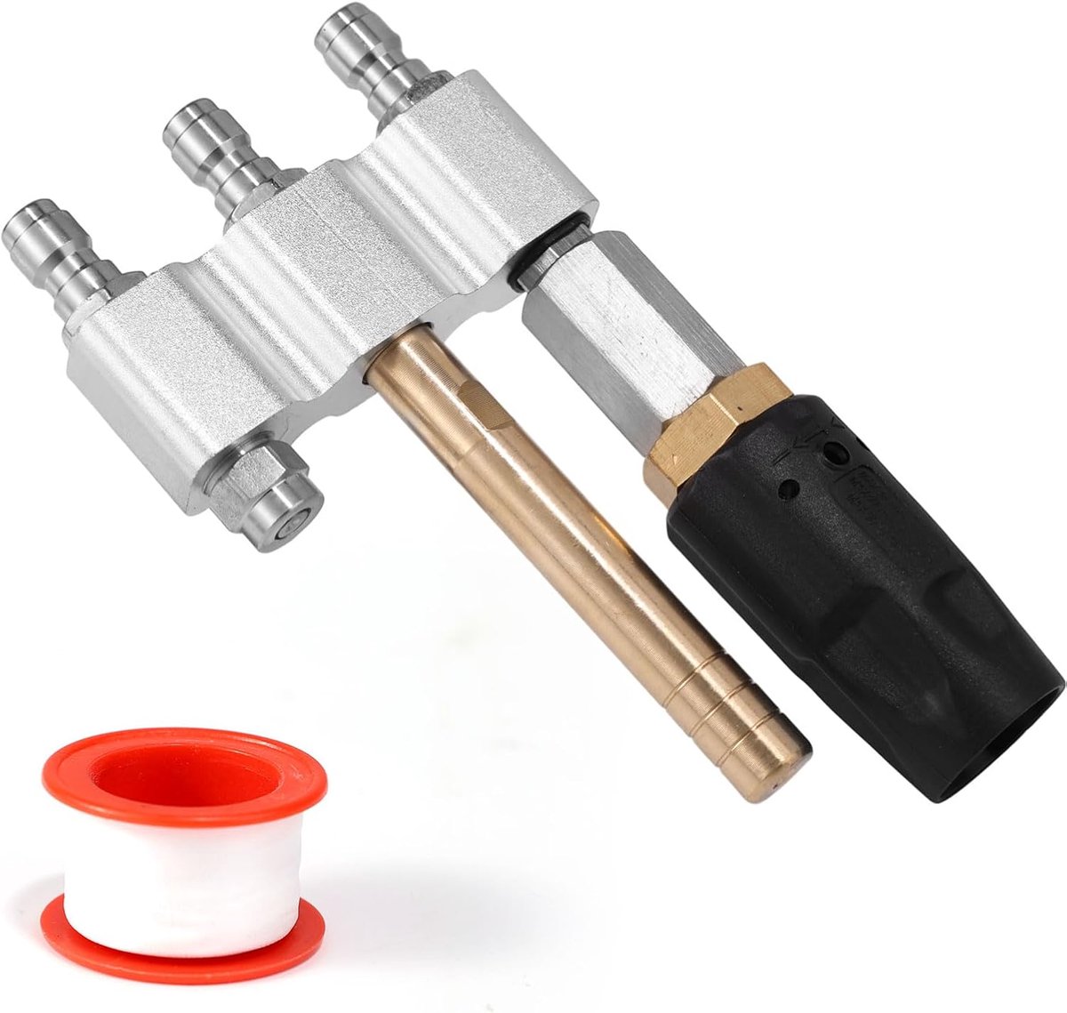 SnelShoppen - 3-in-1 Shooter Tip M5 Draaimondstuk, Verstelbaar Hogedrukspuitmondstuk 3-7 GPM RVS met 1/4'' Snelle Aansluiting voor Auto's en Tuin