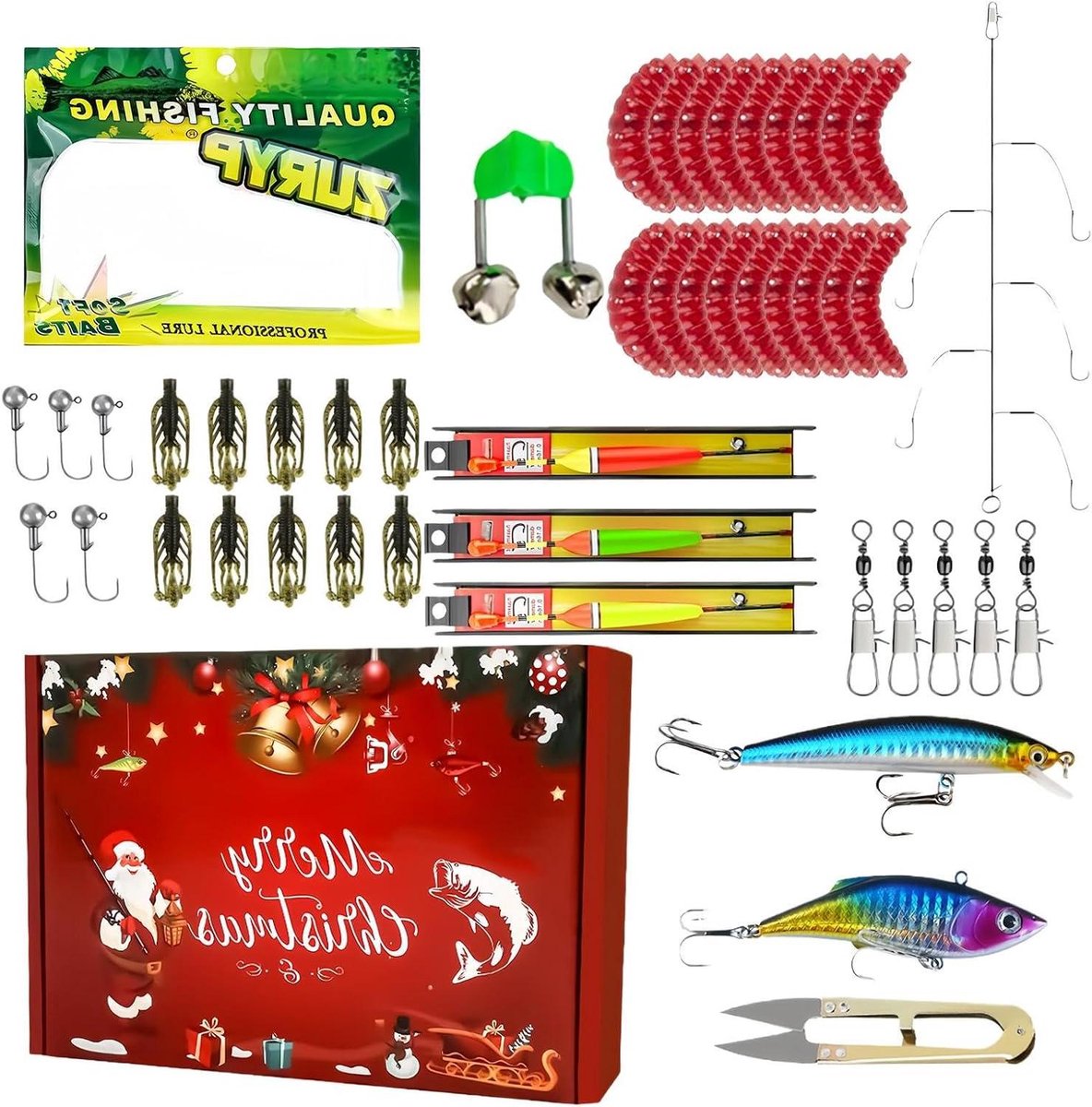 Kunstaas Pakket - Visgerei Assortiment - Vissen in Zoetwater - Feestelijk Ontwerp - 19 x 13 x 4.5 cm - C-pak
