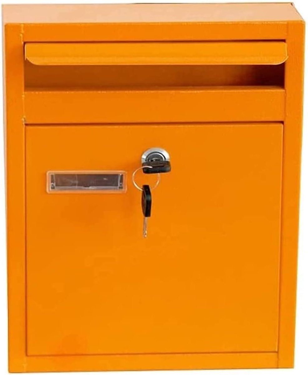Waterdichte Brievenbus - Postbox Pakketbox - Veilig Post Ontvangen - Afsluitbare Wandmontage - 32x8x24 cm - Geel