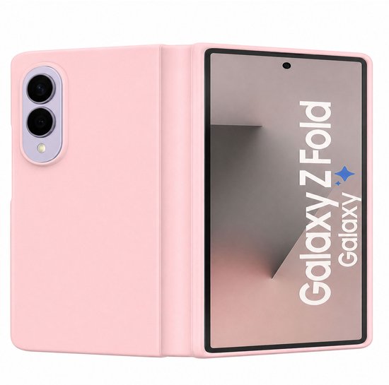 Coque rose pour Samsung Galaxy Z Fold, en position dépliée.