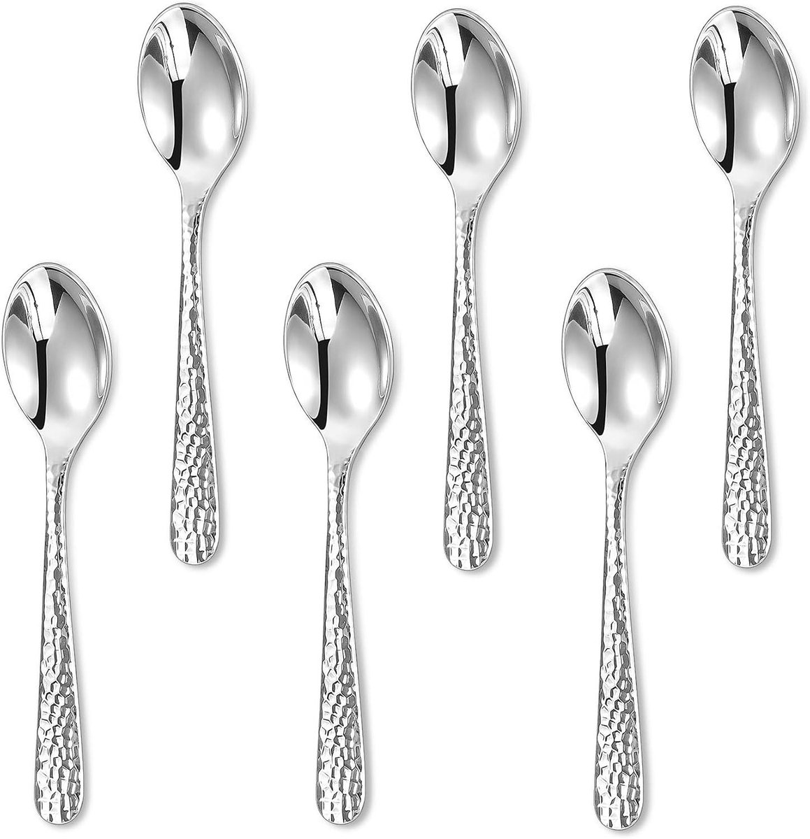 Espressollepels Set - Kleine Lepels - Koffie Serveren - Gehamerde Afwerking - 6 of 12 Stuks - Zilver