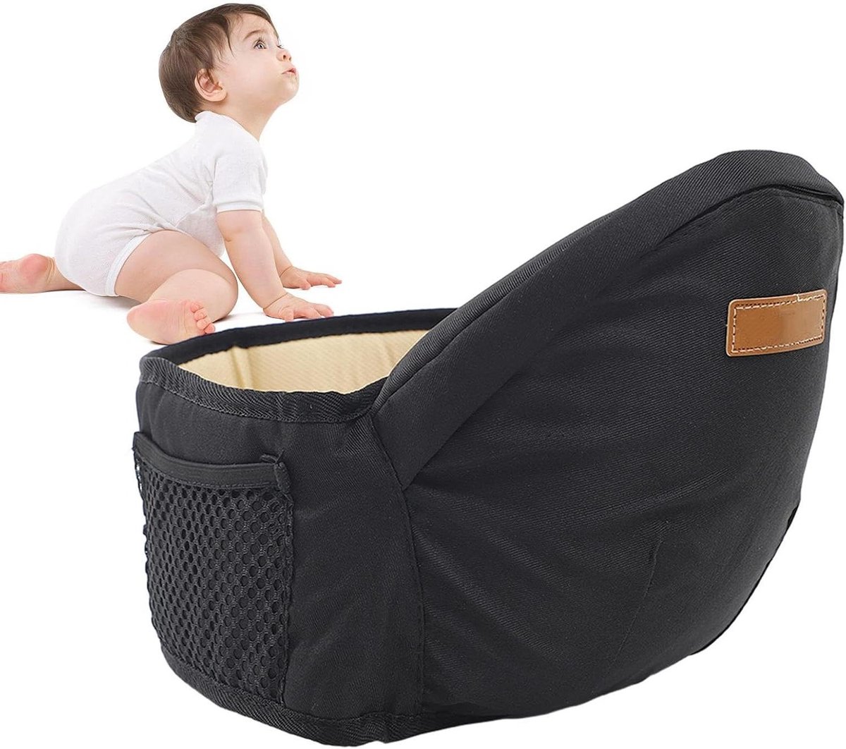 Draagzak met heupzitje - Heupkruk peuter - Baby dragen - Ergonomisch ontwerp - Tot 20 kg - Zwart