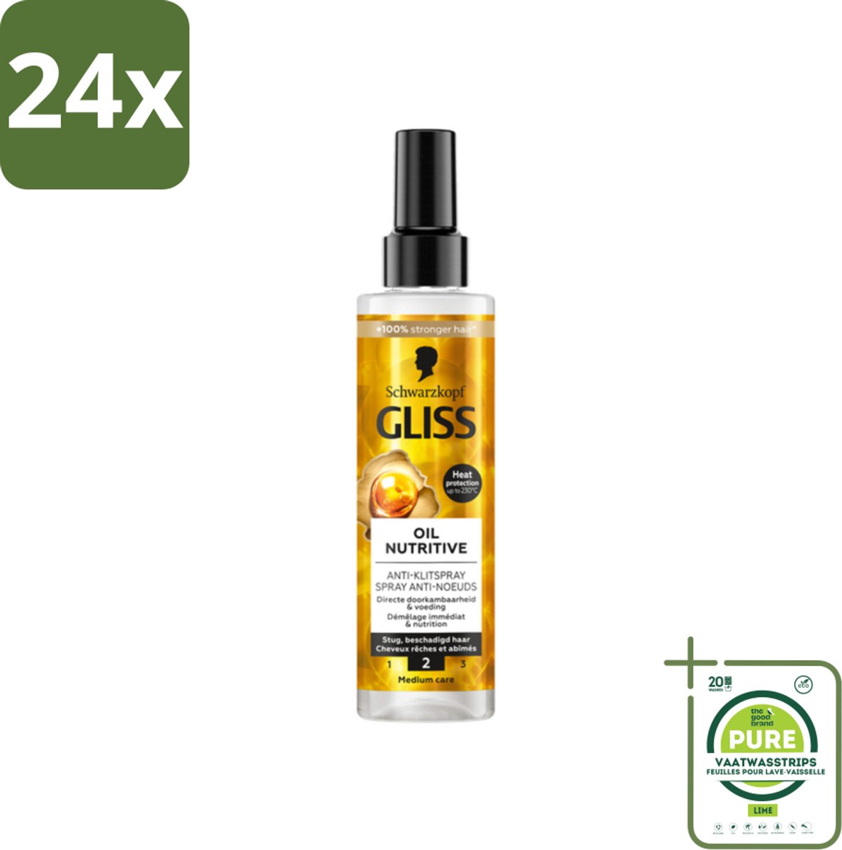 Gliss - Hair Repair - Anti-Klitspray - Oil Nutritive - Makkelijk Doorkambaar Haar - 200 ml - Voordeelverpakking - 24 stuks - Haarspray - Anti-klit spray