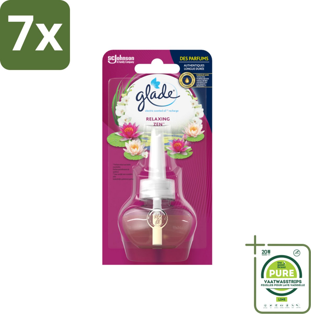 7 x Glade - Navulling Elektrische Olie - Relaxing Zen - Zonder Houder - Grootverpakking - Geurverspreider - Elektrische Geur - Geurnavulling - Relaxerende Geur - Kalmerende Geur