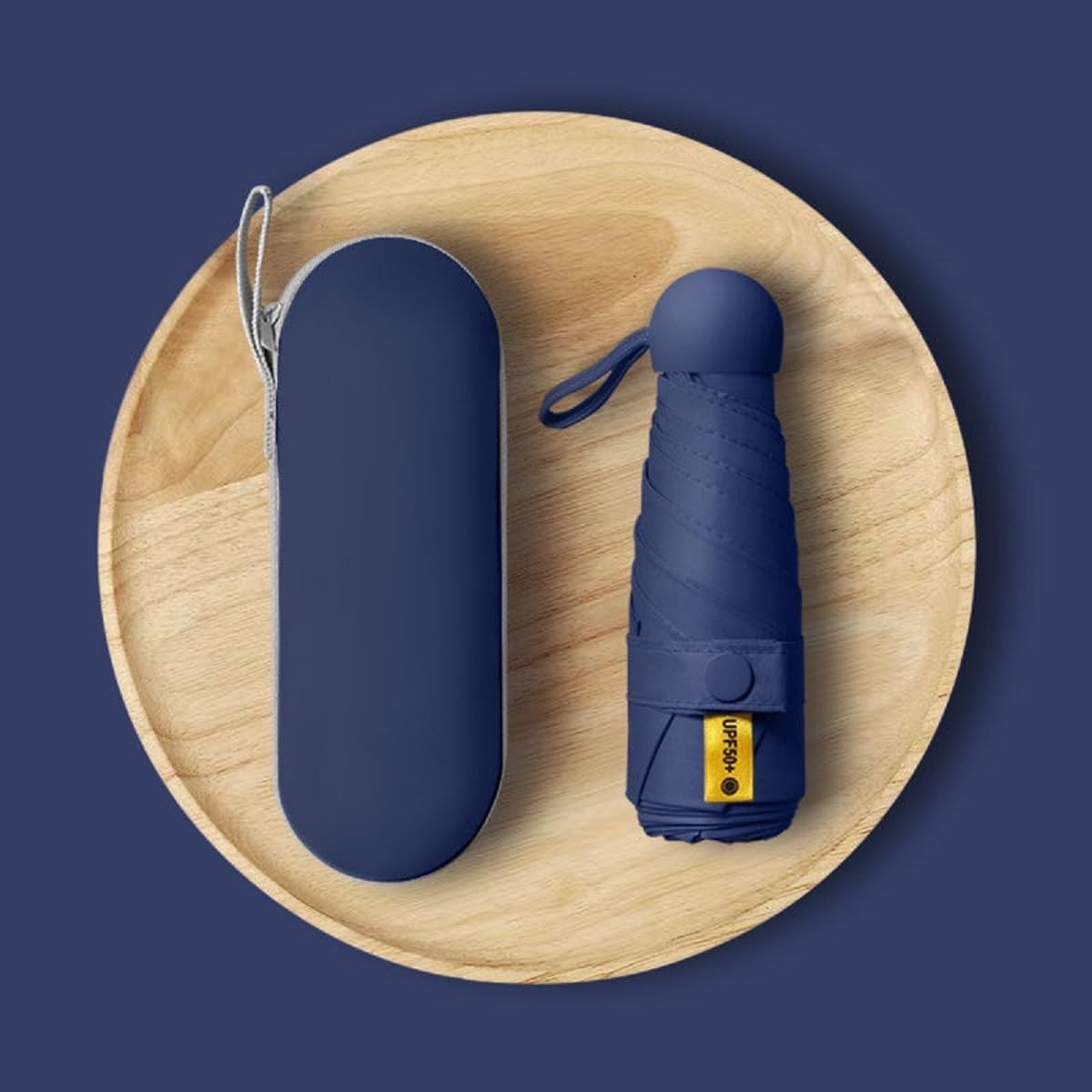 Draagbare opvouwbare parasol met capsule-hoes, voor op reis, donkerblauw, 90 x 53 cm, UV-bescherming. — cadeau in Sport & Outdoor - foto 4