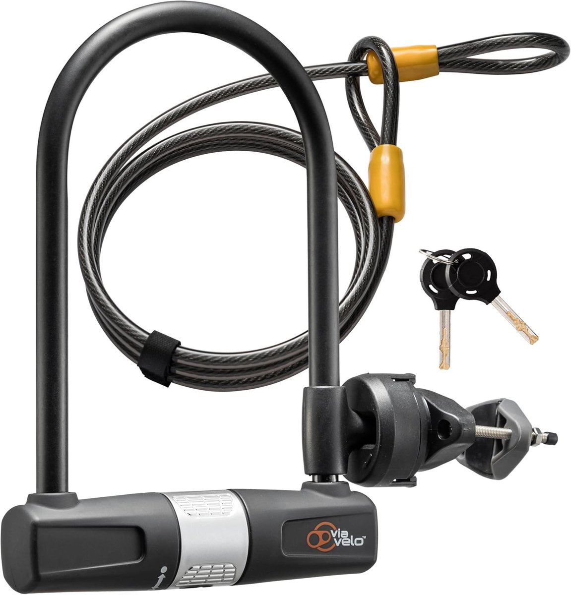 Fiets U-slot met Kabel - Zwart - 14 mm Beugel en 1.8 m Kabel - Duurzaam en Weerbestendig - Voor Racefietsen en Mountainbikes