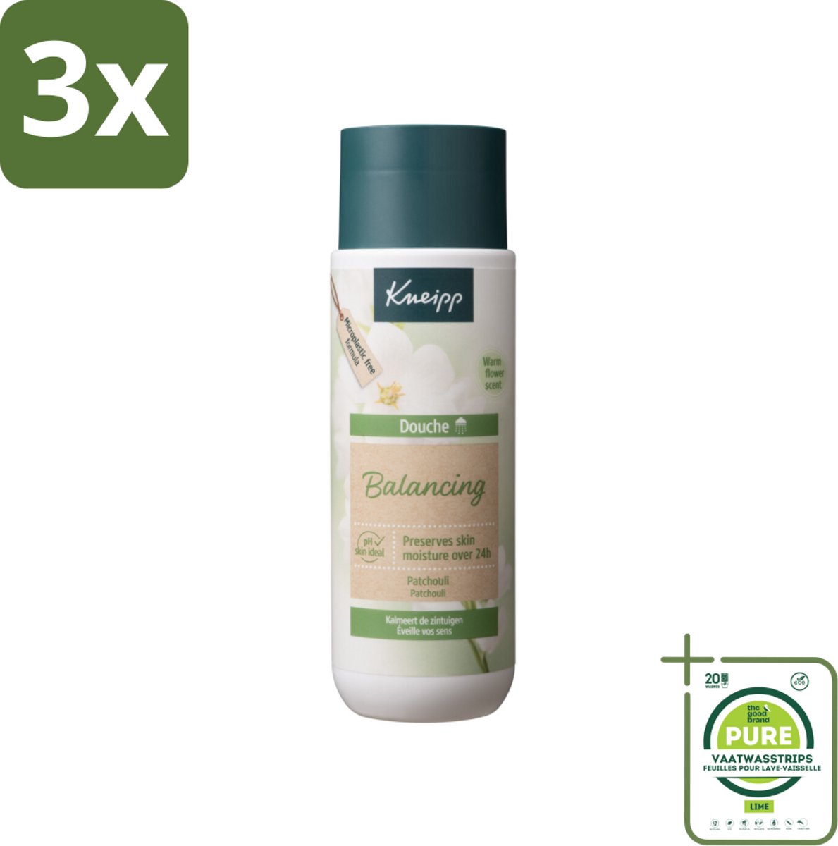 3 x Kneipp - Douchegel - Patchouli - 200 ml - Grootverpakking - Douchegel - Patchouli - Ontspannen - Natuurlijke Douchegel - Vegan Douchegel