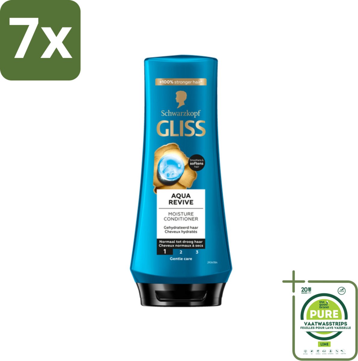 7 x Gliss - Hair Repair - Conditioner Aqua Revive voor Hydraterend en Fris Haar - 200 ml - Grootverpakking - Haar Conditioner - Hydraterende Conditioner - Conditioner Droog Haar - Conditioner Beschadigd Haar - Gliss Aqua Revive