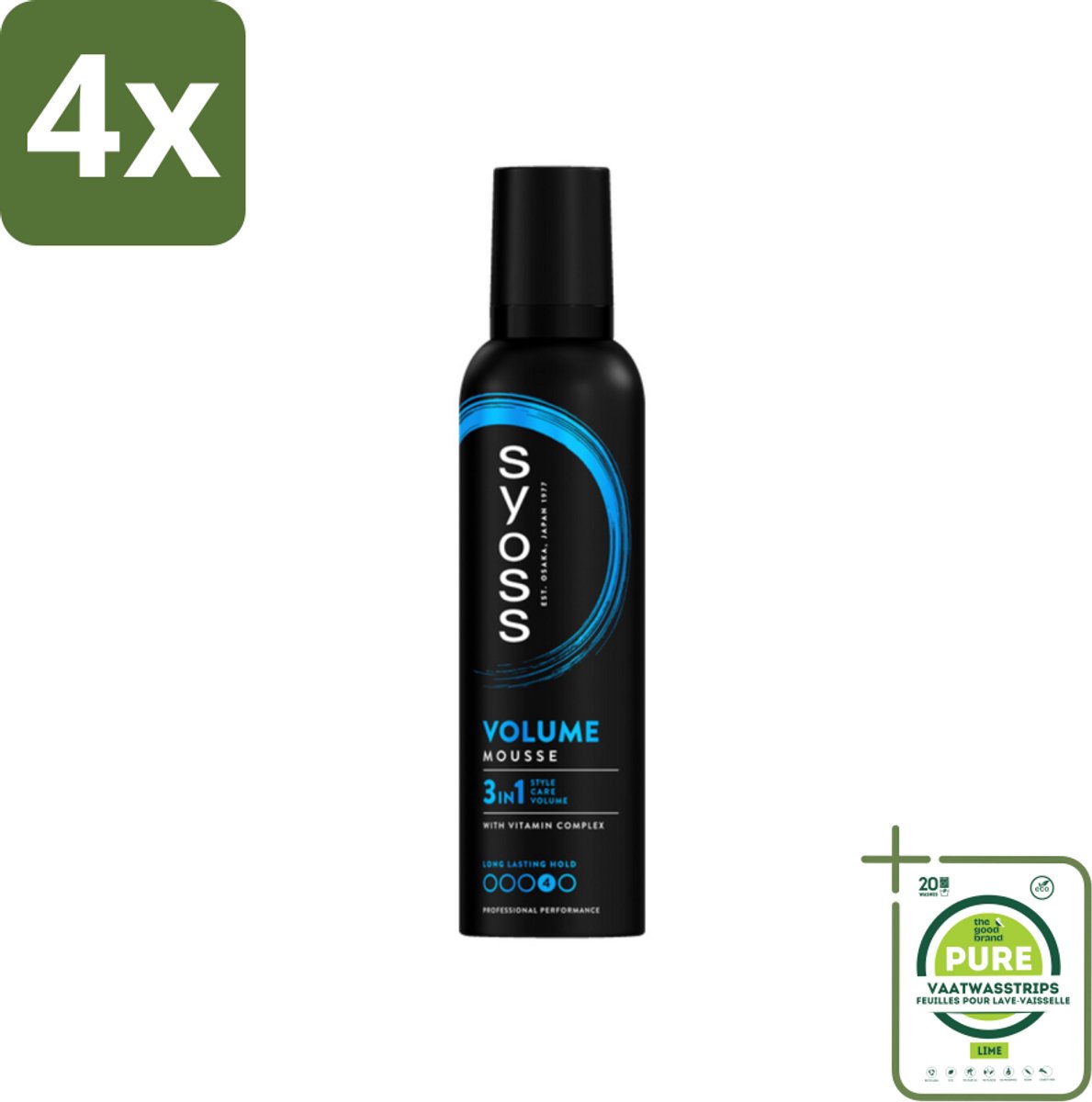 Syoss - Volume - Haarmousse - Langdurige Volume - 250 ml - Voordeelverpakking - 4 stuks - Haarvolume - Volumineuze styling