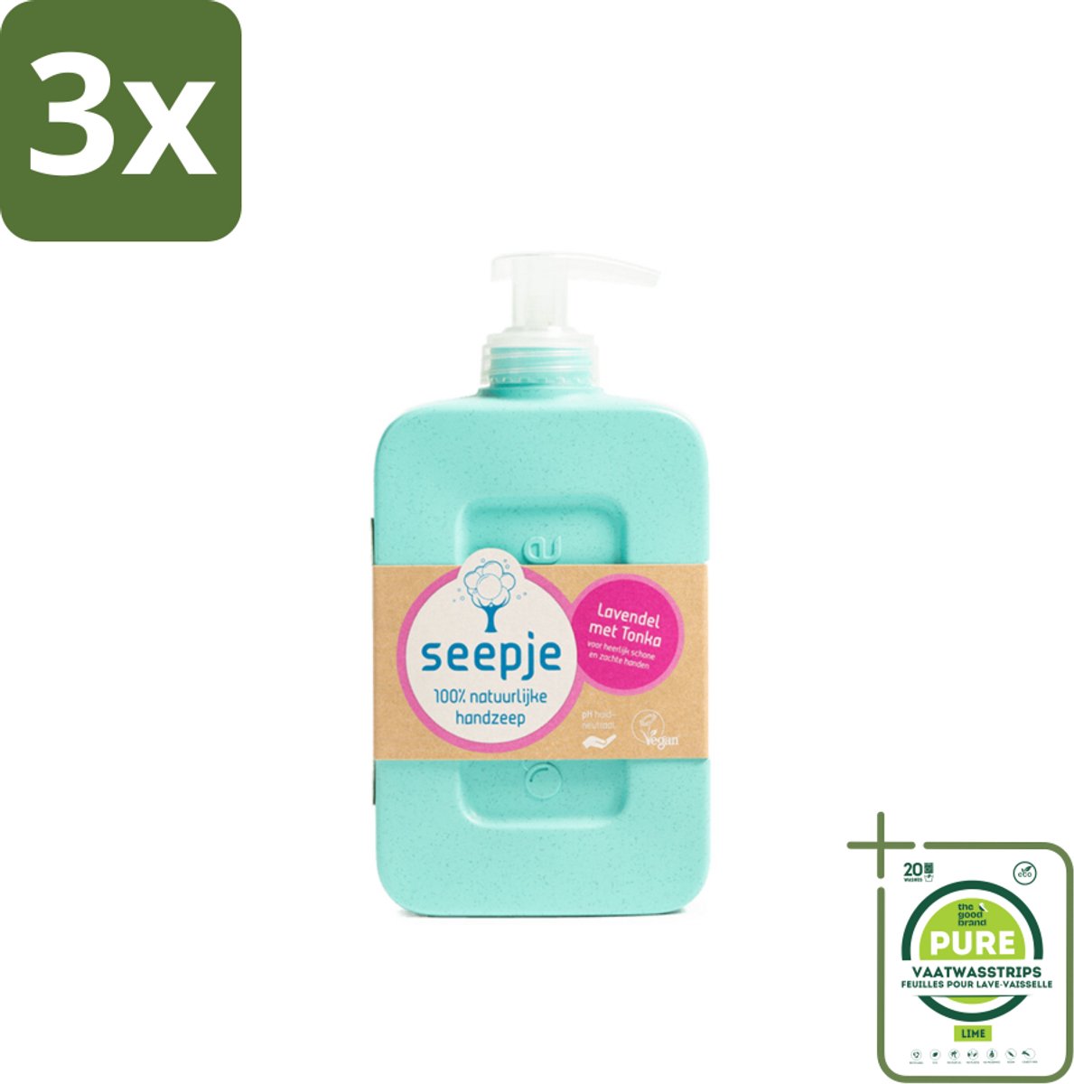 3 x Seepje - Handzeep - Zachte Geur - Lavendel met Tonka - 300 ml - Grootverpakking - Handzeep - Lavendel - Tonka - Natuurlijke Handzeep - Vegan Handzeep