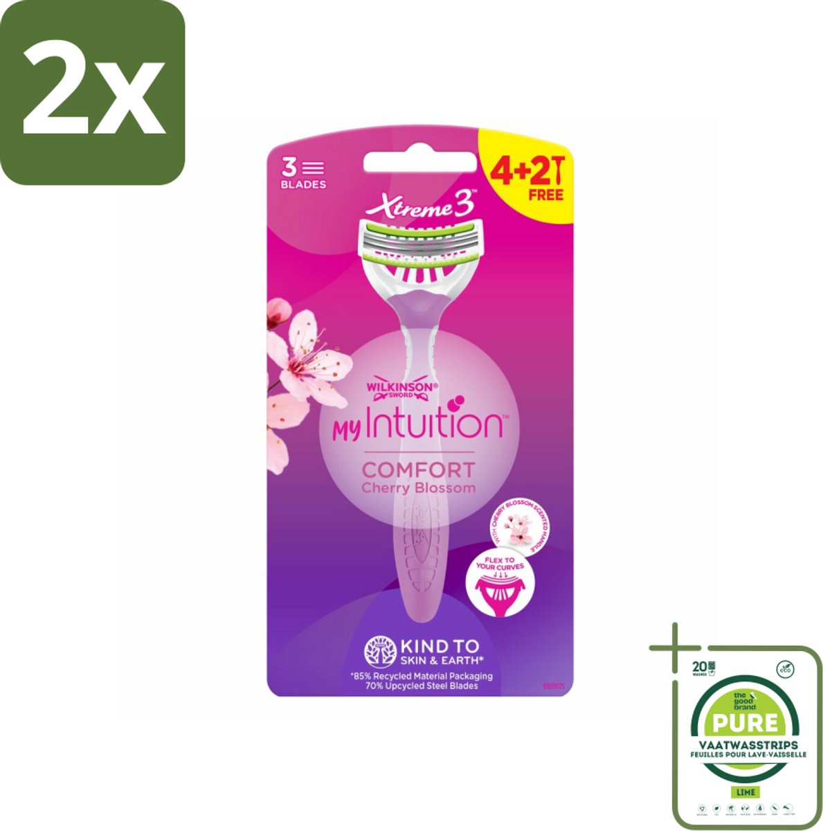 Wilkinson - Wegwerpscheermesjes - Xtreme 3 My Intuition - Comfortabel - 6 mesjes - Voordeelverpakking - 2 stuks - Wegwerpscheermesjes - Scheermesjes