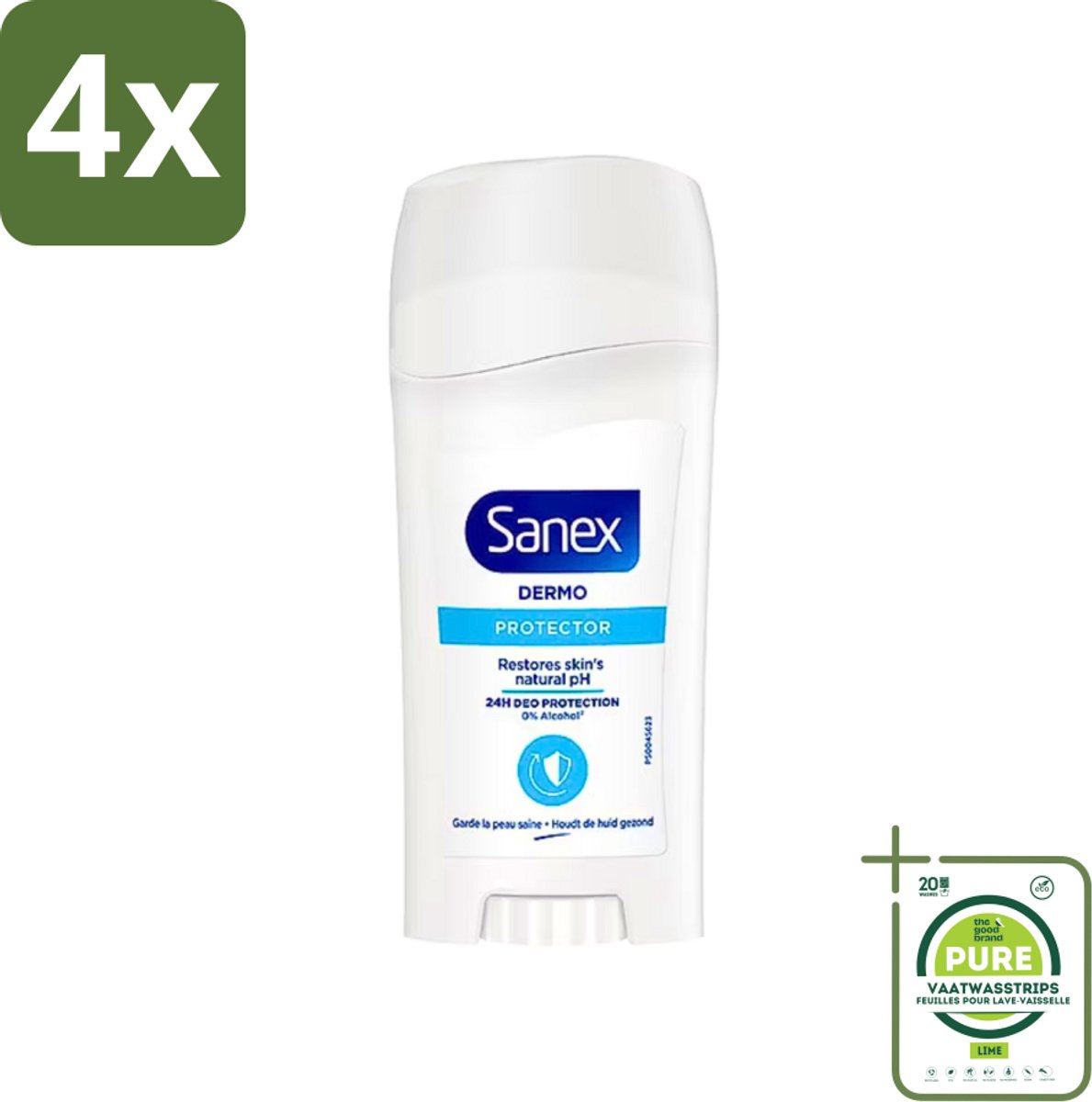 Sanex - Deodorant Stick - Dermo Protector - Huidvriendelijke Formule - 65 ml - Voordeelverpakking - 4 stuks - Sanex deodorant - Deodorant stick