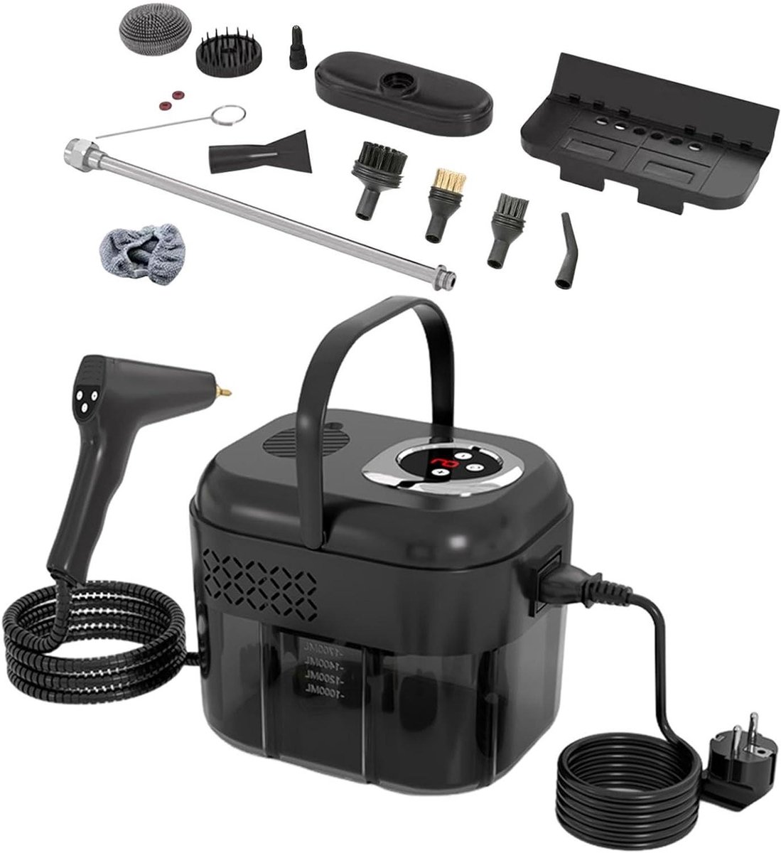 Stoomreiniger - Multifunctionele reiniger - Hygiënisch reinigen - 6 stoomniveaus - 1700 ml - Zwart