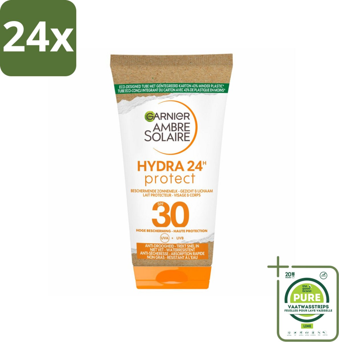 Garnier - Ambre Solaire - Zonnebrandmelk - SPF 30 - Reisformaat - Gezicht & Lichaam - 50 ml - Voordeelverpakking - 24 stuks - Zonnebrand - Zonnebescherming